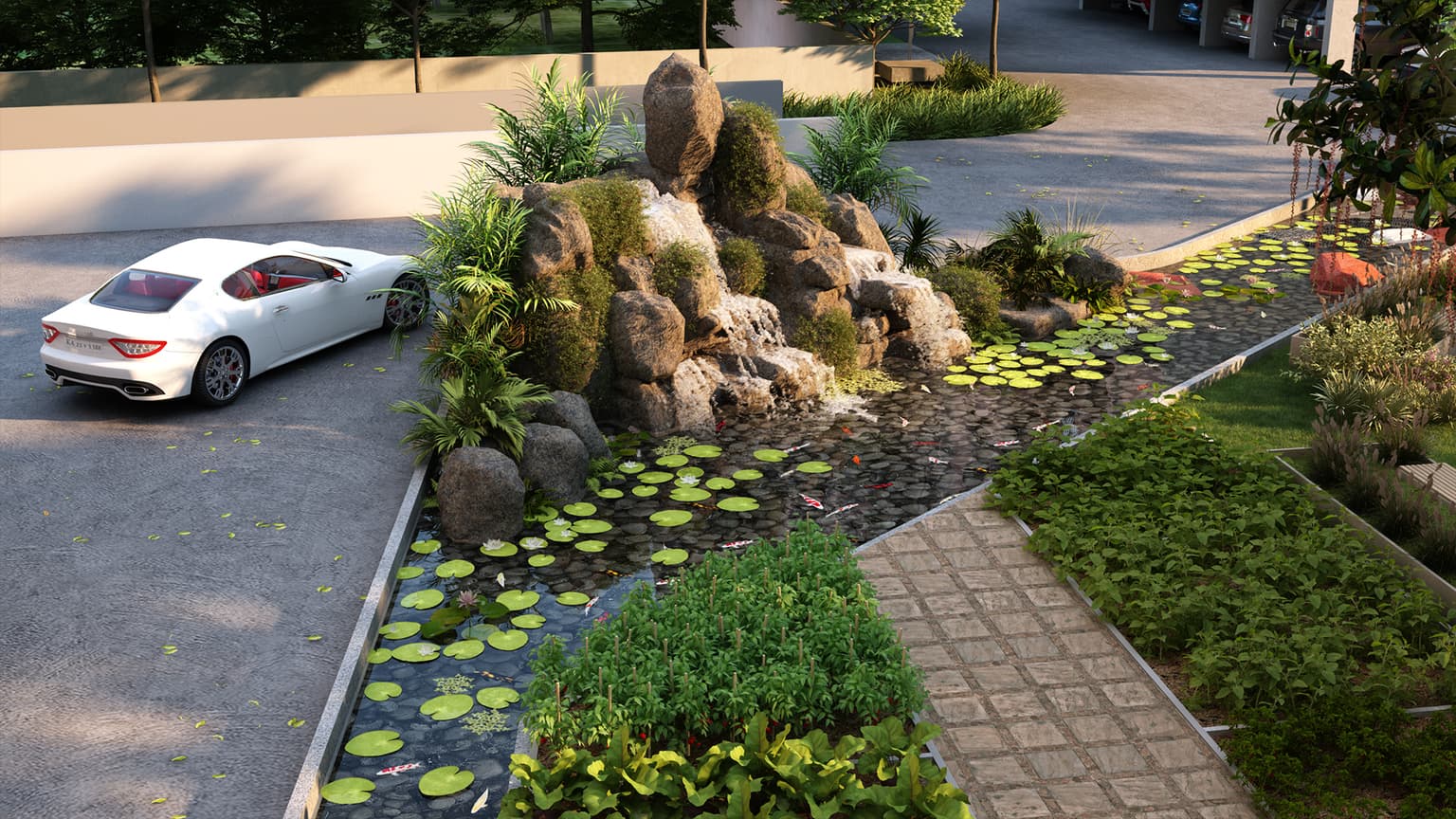 Suraksha Whispering Waves koi pond